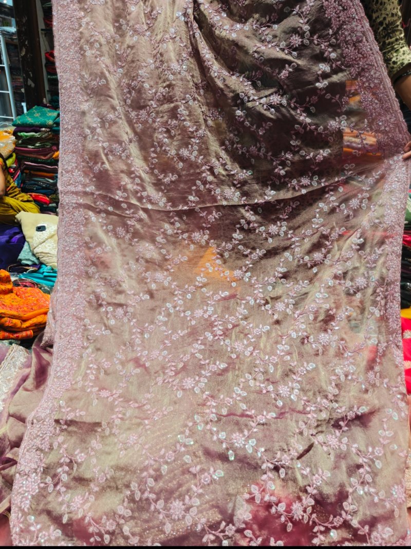 Designer Embroidered Silk Saree | Premium Floral Work Party Wear Saree