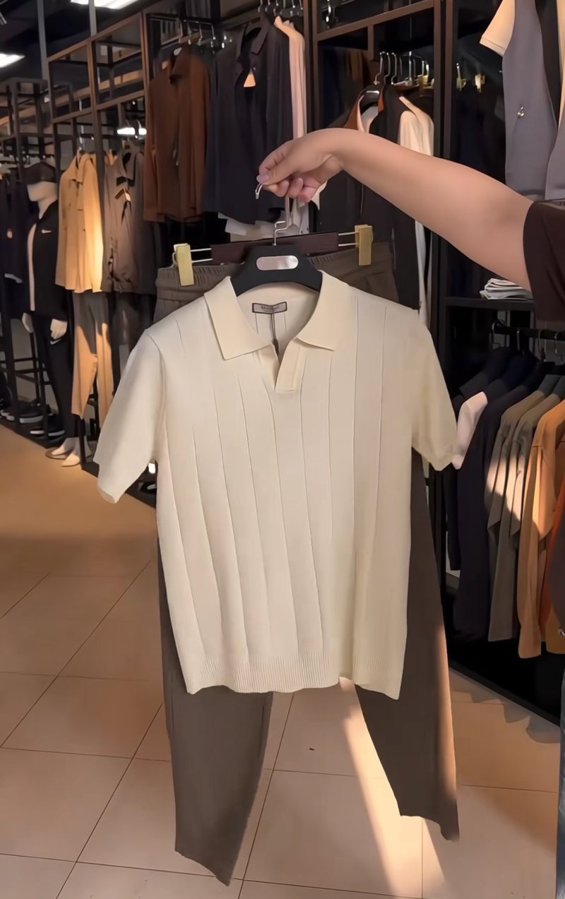 Men’s Premium Knit Polo T-Shirt & Tailored Trouser Set – Elegant Casual Outfit