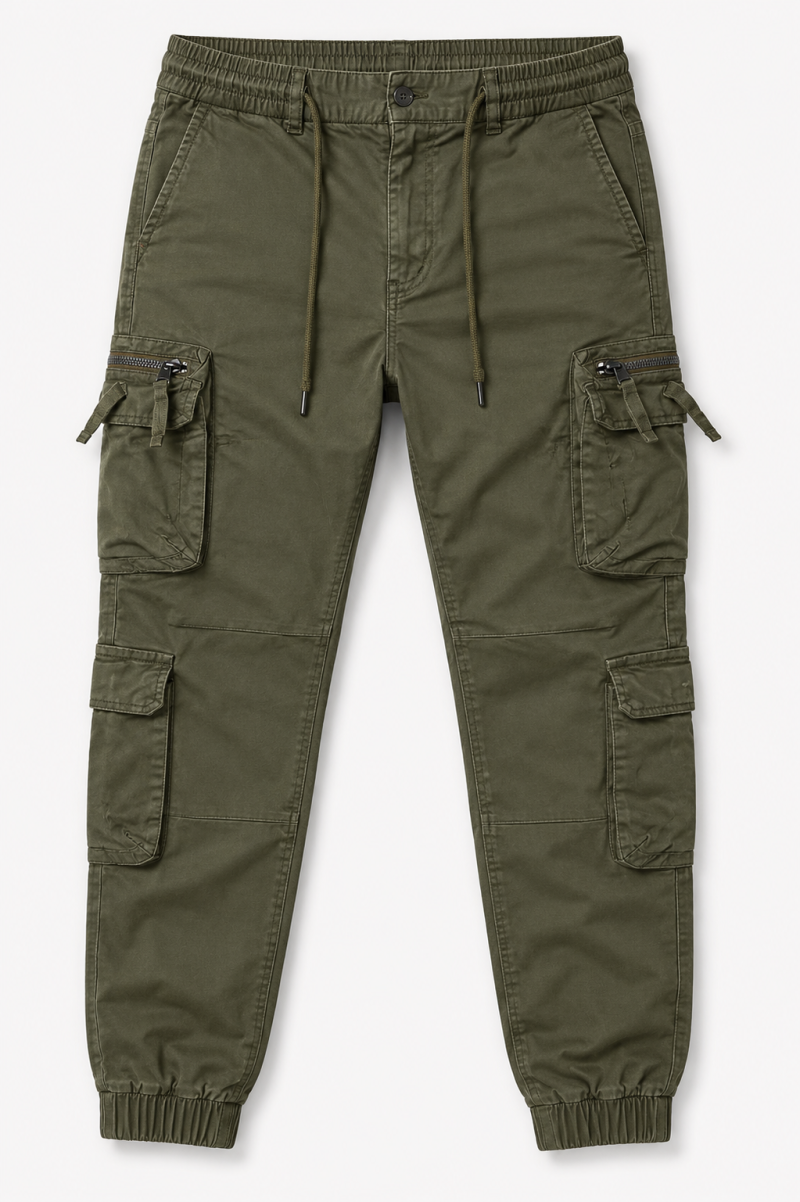 Olive Green Tactical Cargo Joggers