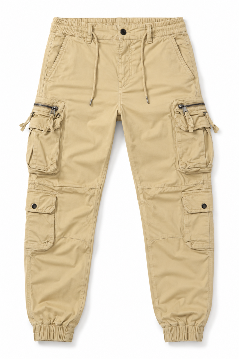 Beige Tactical Cargo Joggers